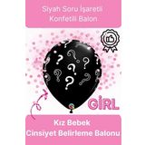 Siyah Soru İşareti Cinsiyet Belirleme Partisi Baby Shower Kız mı Erkek mi 18inç 45cm Konfetili Balon