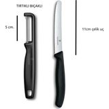 Siyah Soyacak & Bıçak Seti 2 Li (Tırtıklı Kenar & Tırtıklı Kenar)
