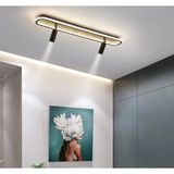 Siyah Spotlu Oval 60X16CM 3000K Işık Rengi, Kuamndalı LED Tavan Lambası,oval Avize,modern Aydınlatma,dekoratif Işık