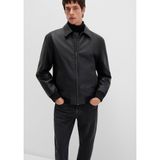 Siyah Suni Deri Ceket Loose Fit/Bol Rahat Kesim 0110636-71379