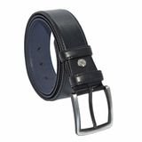 Siyah Suni Deri Dikişli Model 4 cm.lik Klasik Kemer - 7400-Düz