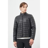 Siyah Suni Deri Hakim Yaka Düz Yırtmaçsız Tam Astar Slim Fit Casual Deri Mont 1038245153 - 54