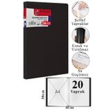 Siyah Sunum Dosyası 20 Li 1 Adet Poşet Dosyalı Katalog Dosyası 20 Poşetli Kendinden Dosya Plastik Kapaklı