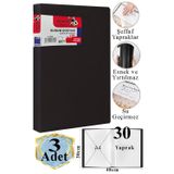 Siyah Sunum Dosyası 30 Lu 3 Adet Poşet Dosyalı Katalog Dosyası 30 Poşetli Kendinden Dosya Plastik Kapaklı