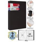 Siyah Sunum Dosyası 60 Lı 2 Adet Poşet Dosyalı Katalog Dosyası 60 Poşetli Kendinden Dosya Plastik Kapaklı