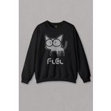 Siyah Sweatshirt Çizgi Film Fooly Cooly Flcl Anime Cartoon Kedi Baskılı Unisex Sweat PSW01S-1412