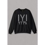 Siyah Sweatshirt Kayı Boyu Iyı Göktürkçe Türk Bozkurt Diriliş Baskılı Unisex Sweat