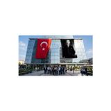 Siyah Takım Elbiseli Mustafa K. Atatürk Bayrak ve Türk Bayrağı Premium Raşel Kumaş 2'li Set 10x15 metre ATA39