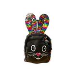 Siyah Tavşan Figürlü Pullu Çocuk Sırt Çantası En 21 Cm Boy 14 Cm