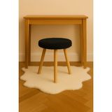Siyah Teddy Yuvarlak Puf Bench Ahşap Modern Ayak Dekoratif Peluş Tabure