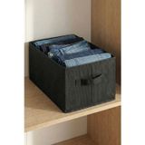 Siyah Tela Dolap İçi Düzenleyici Kutu Organizer 45X25X20 Cm Kazak Havlu Saklama Hurcu