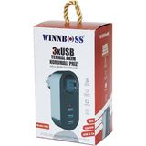 Siyah Termal Akım Korumalı 1xpriz 3xusb Duvar Tipi Priz 10A - 2500W