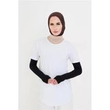 Siyah Tesettür Parmak Geçmeli Kolluk Viskon Düz 1024_01