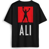Siyah Tişört Boxing Muhammed Ali Box Boks Sırt Ön Baskılı Oversize Tişört Unisex T-Shirt - 2XL