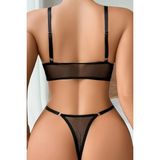 Siyah Transparan Tül Bralet Tanga Iç Giyim Takımı TM1383 - XL - Çok Renkli