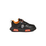 Siyah-Turuncu Cırtlı Fileli Hafif Unisex Çocuk Spor Ayakkabı 026 F