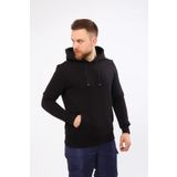 Siyah Üç Iplik Erkek Kapüşonlu Sweatshirt SİYAH-3XL