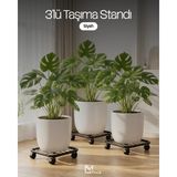 Siyah Üçlü Metal Tekerlekli Çok Amaçlı Taşıma Standı Çiçek, Damacana, Tüp Altlığı, Ağır Yük Standı - Standart