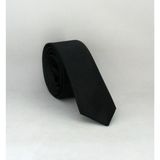 Siyah Ultra Slim Fit Düz Renk Saten Kravat - Uss-01 Siyah
