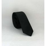 Siyah Ultra Slim Fit Düz Renk Saten Kravat - USS-01 USS-01-GF