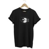 Siyah Unisex Gitar Çalan El Baskılı Cool Kısa Kollu T-shirt
