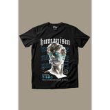 Siyah Unisex Humanism Davut Heykeli Baskılı Kısa Kollu T-Shirt - XL