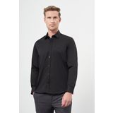 Siyah Uzun Kol Düz Bez Ayağı 032 Sert Yaka Classic Slim Fit Gömlek 1004245324