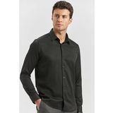 Siyah Uzun Kol Kendinden Desenli Armürlü 032 Sert Yaka Classic Slim Fit Gömlek 1004245153