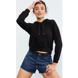 Siyah Uzun Kol Rahat Form Kapüşonlu Kadın Sweatshirt - 97115