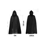 Siyah Uzun Pelerin 120 cm Kapüşonlu – Cosplay ve Parti Kostümü (5440)
