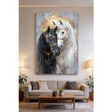 SİYAH VE BEYAZ AT KANVAS TABLO 70x100
