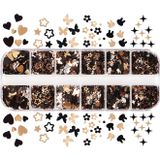 Siyah Ve Gold Tırnak Süsleme Folyo Pulları Karışık Dizayn Kelebek Kalp Tavşan Yıldızlar Nail Art