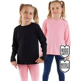 Siyah ve Pembe Kız Çocuk 2'li Paket T-Shirt - Çok Renkli - 7 Yaş