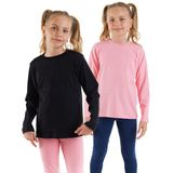 Siyah ve Pembe Kız Çocuk 2'li Paket T-shirt