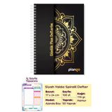 Siyah Yaldız Spiralli Günlük Planlama Defteri - 100 Sayfa - 17X24 Planlayıcı Defter