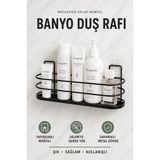 Siyah Yapışkanlı Metal Banyo Düzenleyici Raf, Şampuanlık ve Duş Rafı Banyo Organizer MT129S - Genel