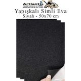 Siyah Yapışkanlı Simli Eva 50X70 Cm 3 Adet Simli Yapışkanlı Eva Süngeri Okul Kreş Anasınıfı Elişi Etkinlikleri Hobi