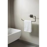 Siyah Yapışkanlı Solo Havluluk – Kare Topuzlu, (Yapıştır/Vidala) Montajlı Metal Banyo Askısı - (S-110) - Kts