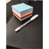 Siyah Yapraklı Defter - Siyah Sayfalı Defter Beyaz Jel Kalem Renkli Küp Blok 8 x 8 cm