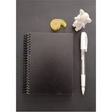Siyah Yapraklı Spiralli Defter 11X15CM 165 Gr. 30YP. 60 Syfa ve Beyaz Jel Kalem Ahşap Kapaklı Defter