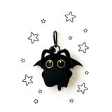 Siyah Yarasa Kanatlı Peluş Kedi Anahtarlık Çanta Charm 11 cm