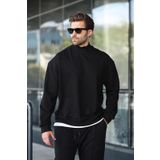 Siyah Yarım Balıkçı Yaka Erkek Basic Sweatshirt E7158