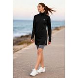 Siyah Yarım Fermuarlı Dik Yaka Standart Kalıp Kadın Sporcu Tunik - 97309 - XL