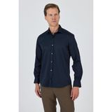 Siyah Yarım Italyan Yaka Cepsiz Gabardin Uzun Kol Slim Fit Esnek Gömlek 1004250235 - 2XL