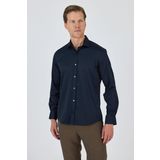 Siyah Yarım İtalyan Yaka Cepsiz Gabardin Uzun Kol Slim Fit Esnek Gömlek 1004250235