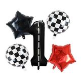 Siyah Yarış Pisti Damalı 1 Yaş Folyo Balon Set