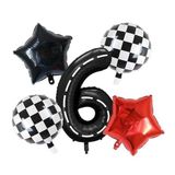 Siyah Yarış Pisti Damalı 6 Yaş Folyo Balon Set