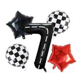 Siyah Yarış Pisti Damalı 7 Yaş Folyo Balon Set