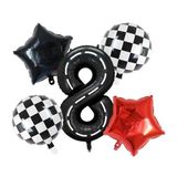Siyah Yarış Pisti Damalı 8 Yaş Folyo Balon Set