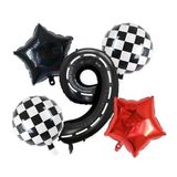Siyah Yarış Pisti Damalı 9 Yaş Folyo Balon Set